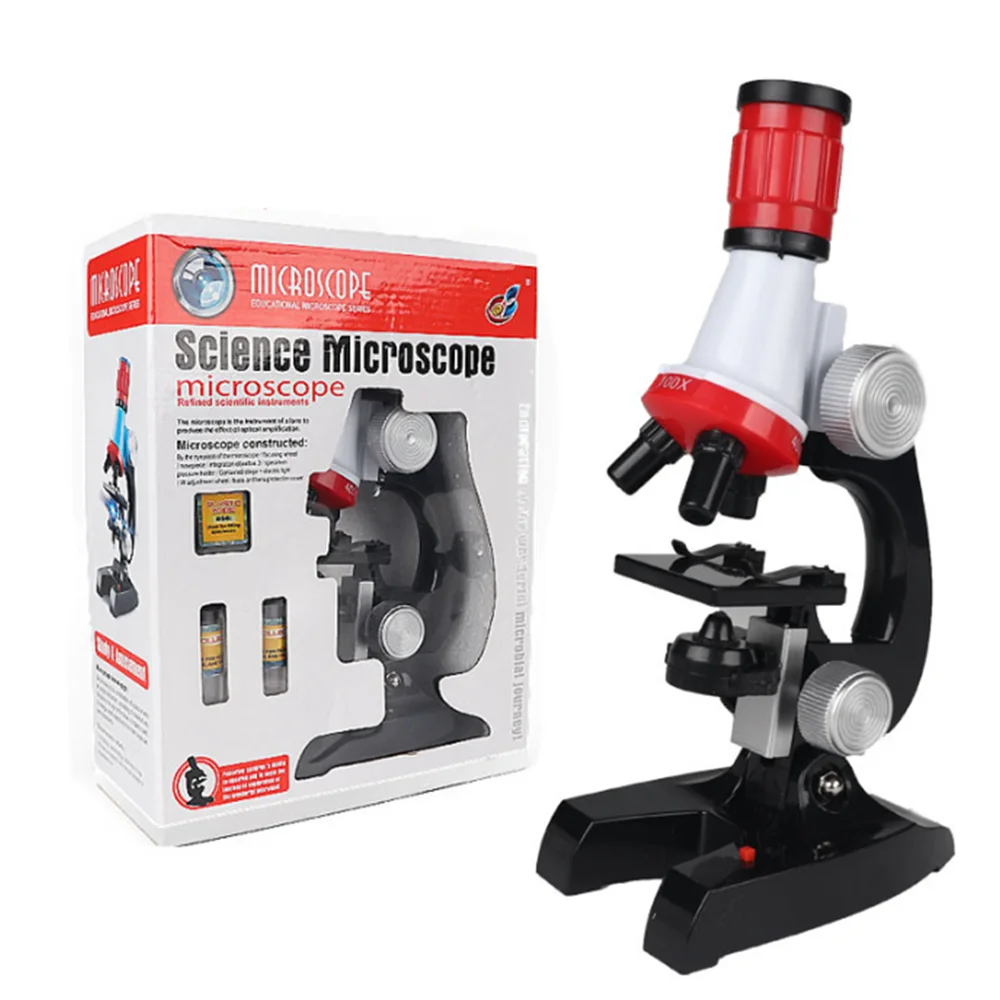 Kids Educatief Microscoop Kit Science Lab LED 100-1200X Speelgoed Home School Interesse Teelt Kind Jongens Verjaardagscadeau Aanwezig