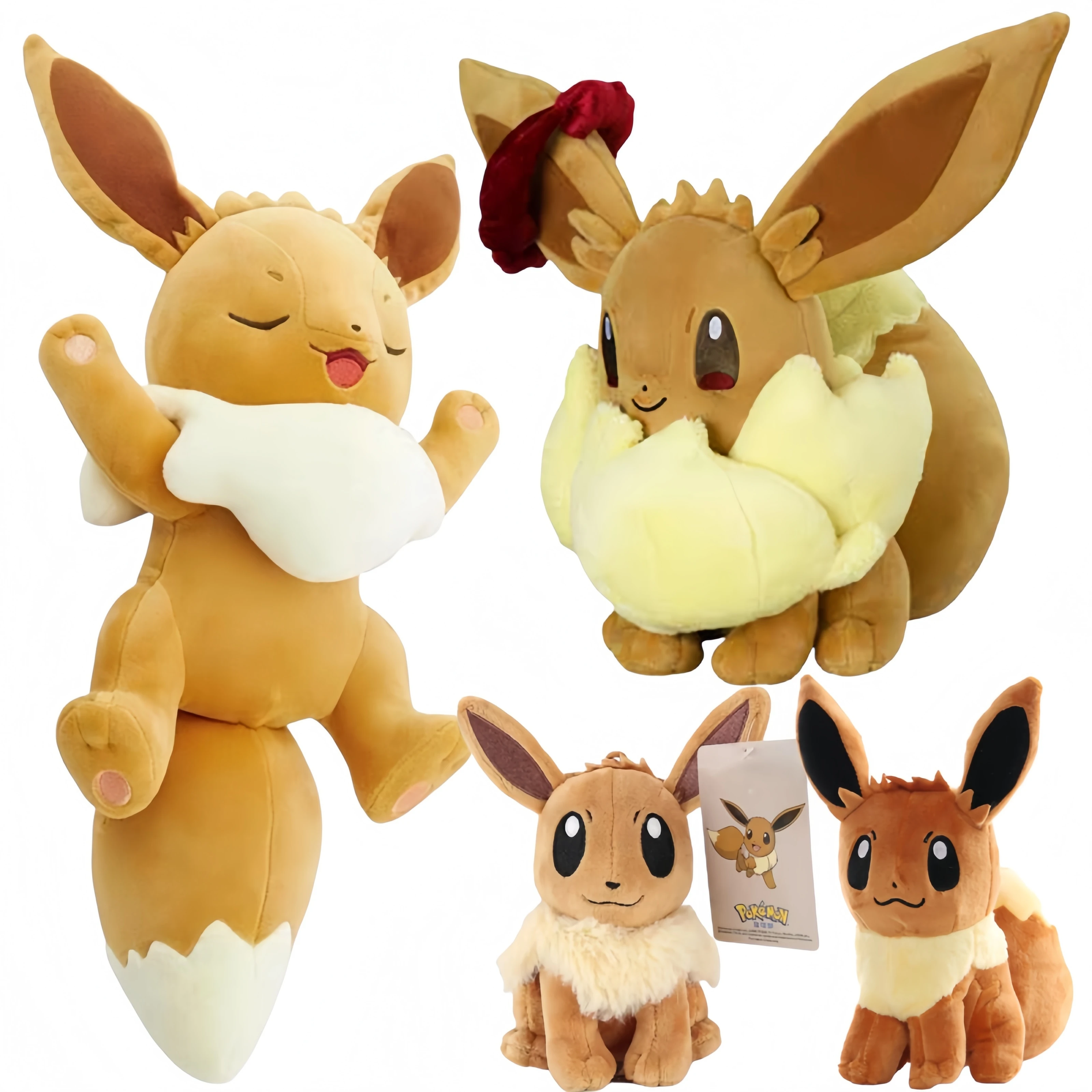 

Pokemon Eevee Plush Toys Stuffed Animal Dynamax Eevee Doll for Kids Collection Sleep Eevee Anime Peripheral Room Decor Xmas Gift