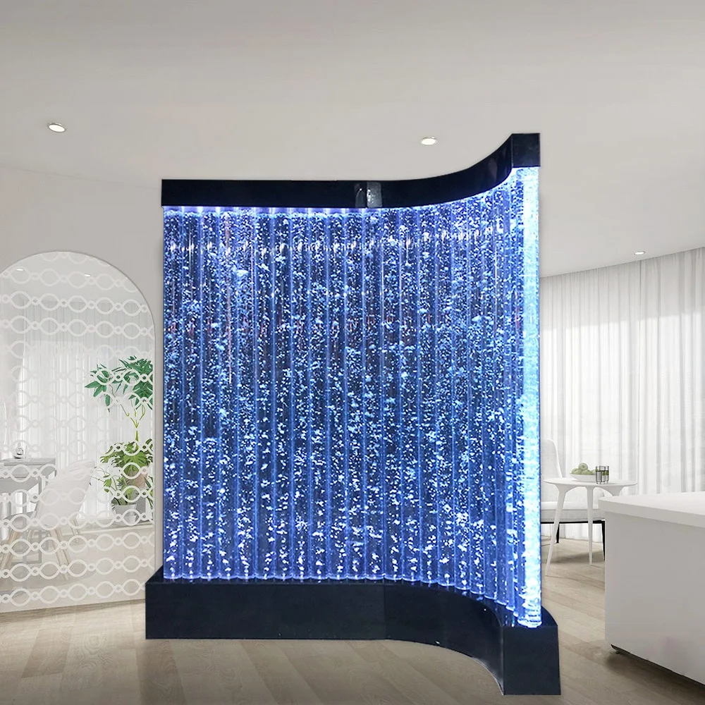Customization.Modern Acrylic Spa and Salon Indoor Decorations With Curved Design LED Water Wall With Logo Printed Room Dividers
