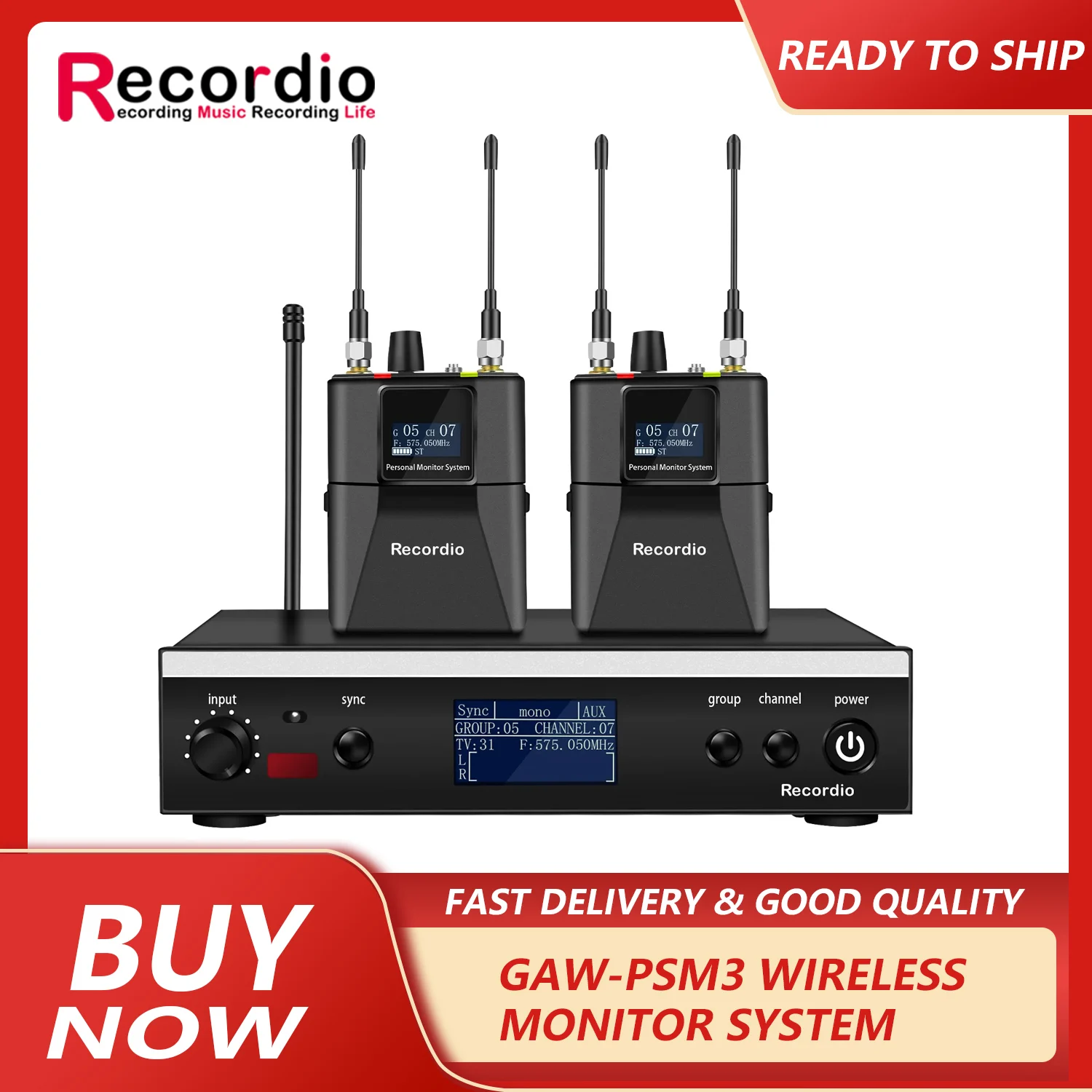 

GAW-PSM3 UHF Wireless Monitoring System 120 meters Distance Transmission Real Time Return Receiver Wireless UHF In-Ear Monitor