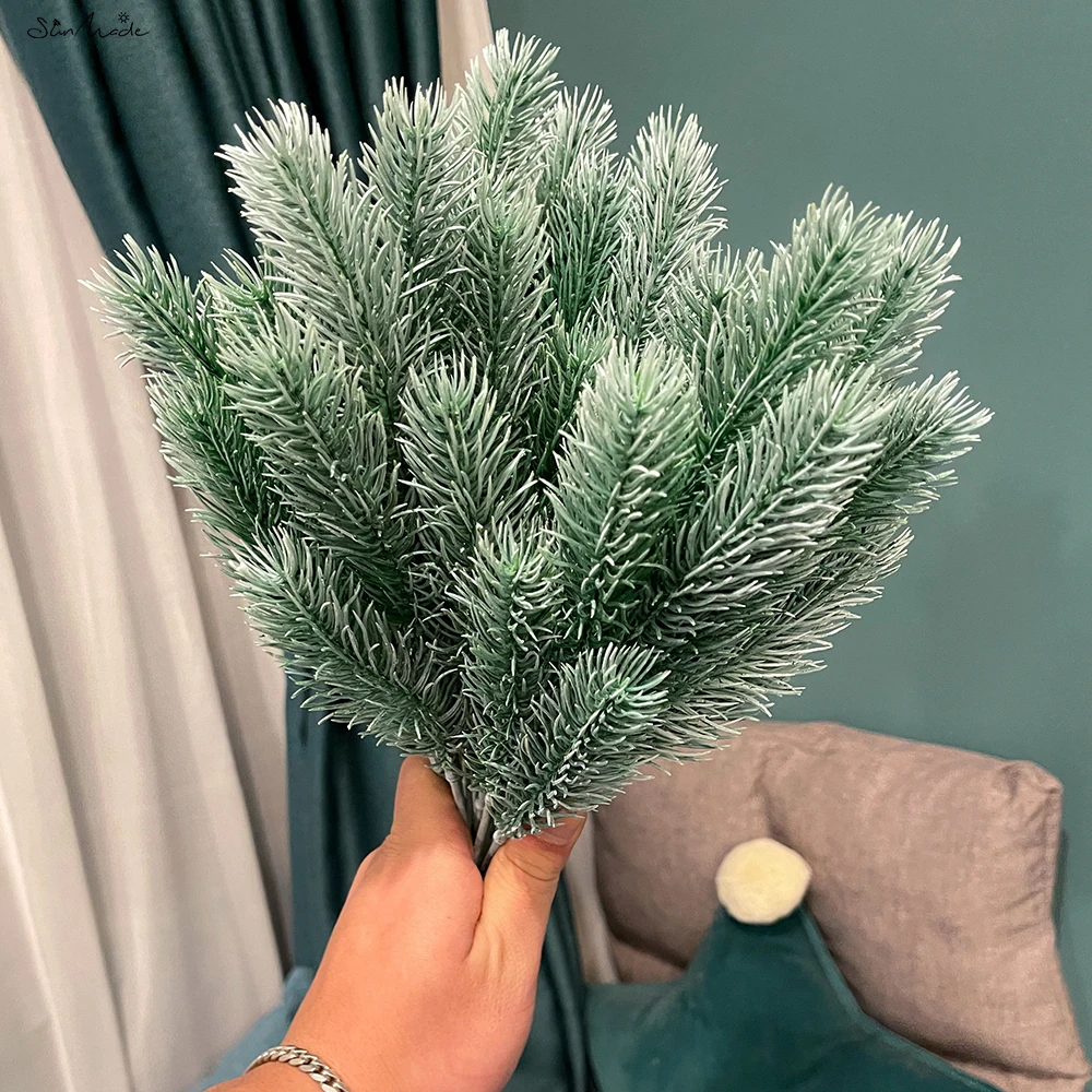 SunMade High Quality 6 Forks Pine Needle Tree Branch Plastic Artificial Plants Home Garden Decor Plantas Artificales Christmas