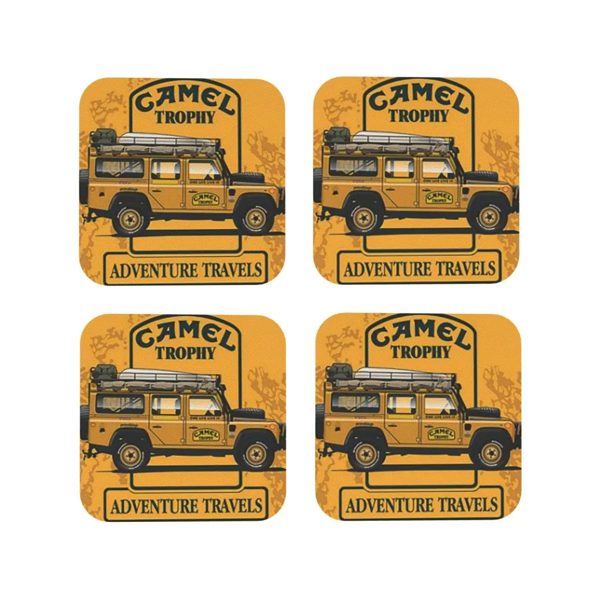 Camel Trophy Coasters Kitchen Placemats Waterproof Insulation Cup Coffee Mats For Decor Home Tableware Pads Set of 4