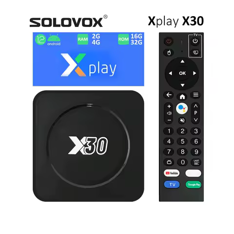 SOLOVOX Xplay Android 12 X30 TV Box Features Dual Band WiFi5GHz 2G 4G RAM 16G 32G ROM HD2.0 8K 22FPS HEVC Stalkermac X Player