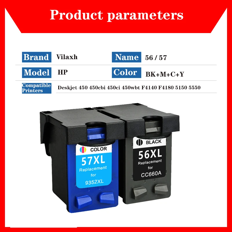 Replacement HP56 HP57 Ink Cartridge for HP 56 XL PSC 4200 1110 1205 1210 1215 1219 1315 1340 1350 2210 2410 Deskjet 450 printer