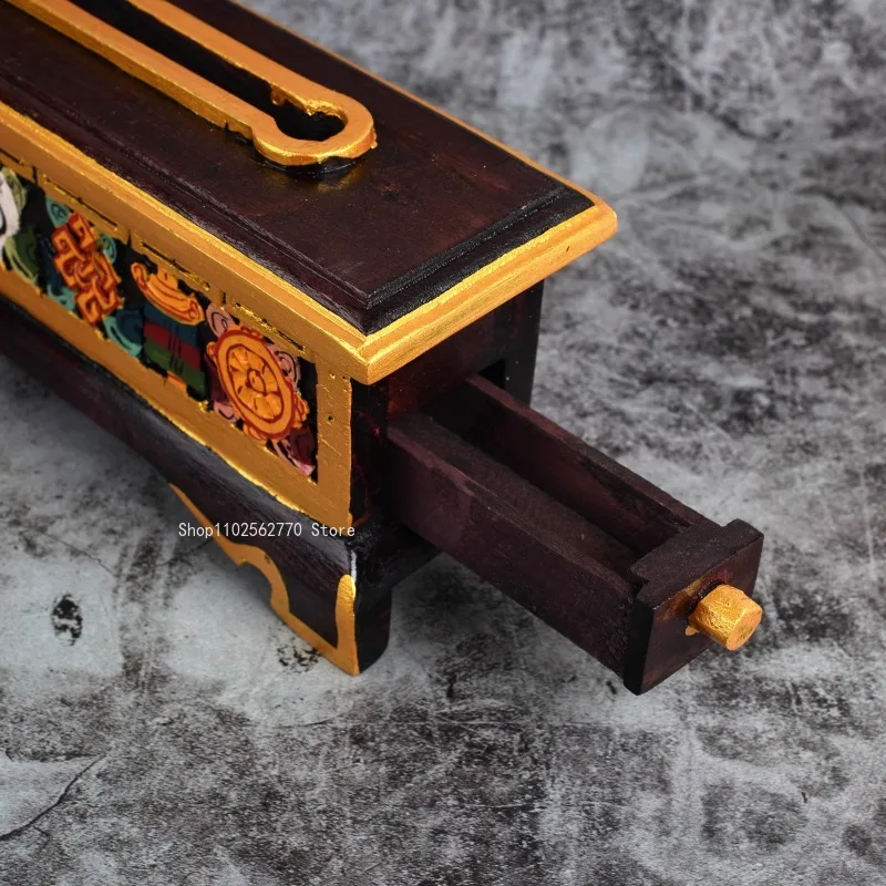 Wooden Painted Lying Incense Burner Handmade Tibetan Censer Home Interior/office/tea Room/yoga Room Fragrance Ceremony Tools