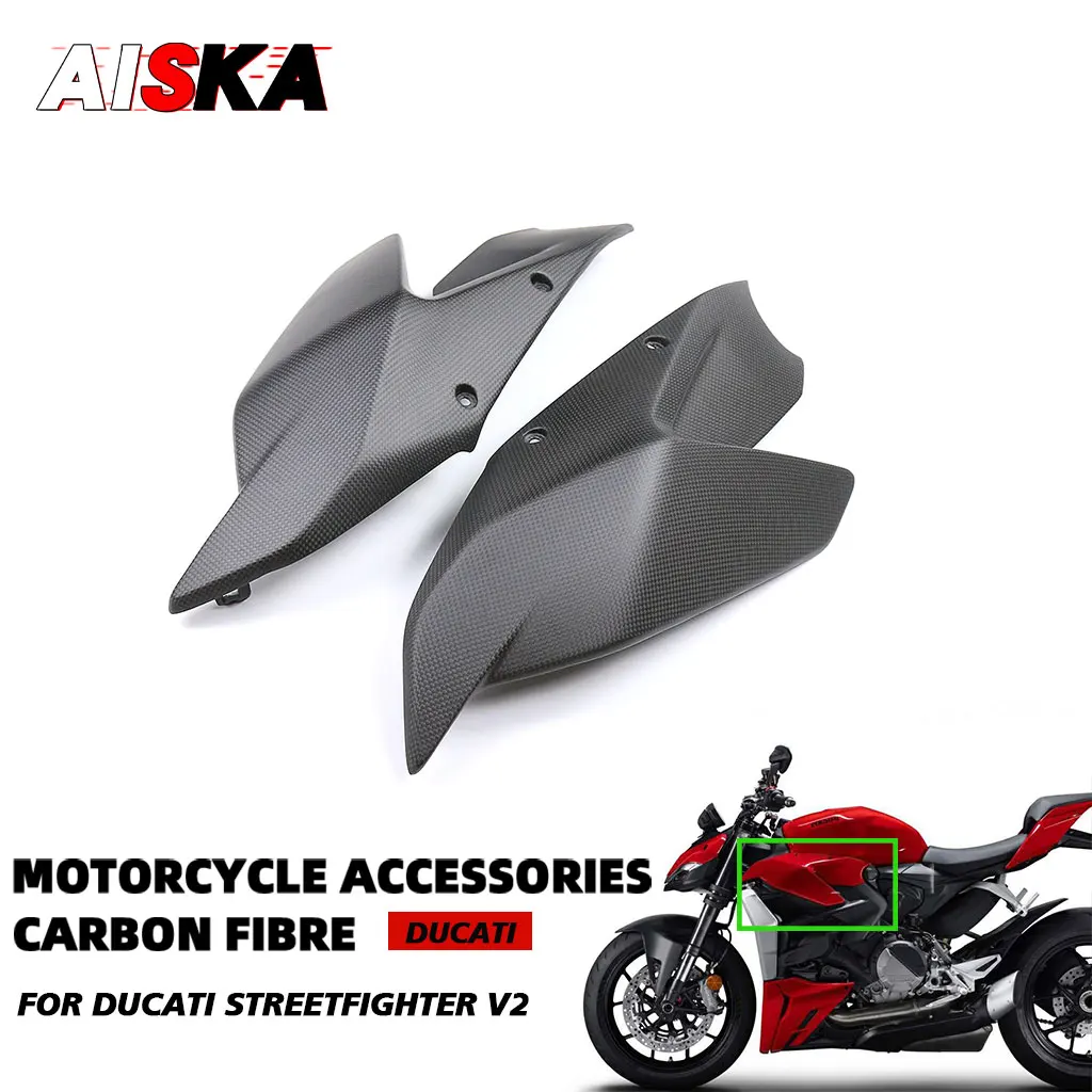 3K Carbon Fiber Front Tank Side Panels For DUCATI Streetfighter V2 2022 2023 2024 Motorcycle Accessories Spoiler Cover Fairing