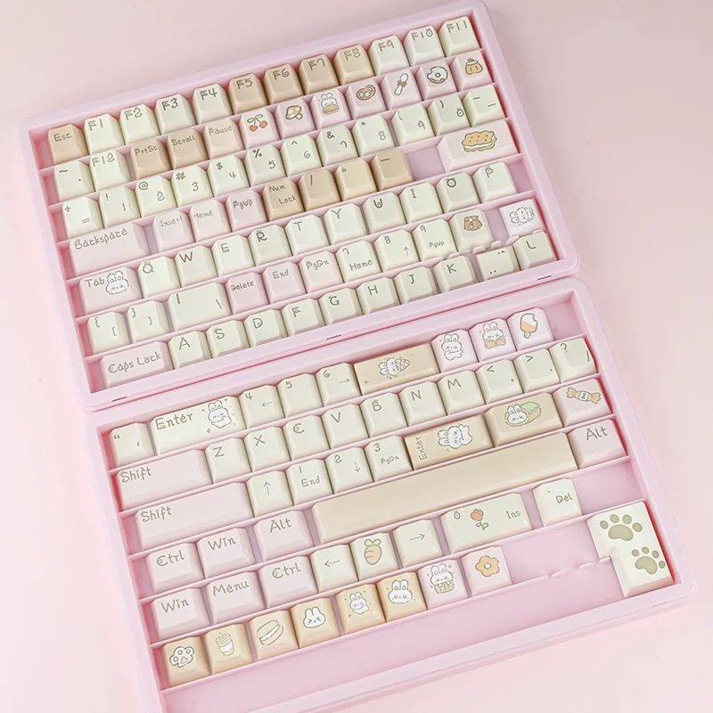 Fab Bunny Keycaps Cherry Profile Pbt Custom Sublimation  Translucent Cross Axis Magnetic Axis 128 Pc Cute Keycaps Set Accessory