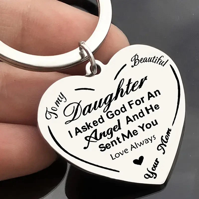 TO MY BEAUTIFUL DAUGHTER llavero grabado con láser de acero inoxidable para uso diario y regalos