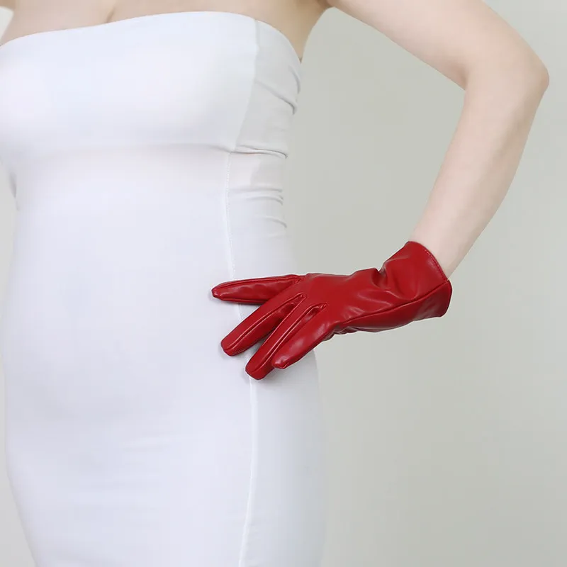 8 Zoll (21 cm) Damen-Lederhandschuhe, modische, glänzende Kunstleder-PU-Beschichtung, Jaguar-Leoparden-Muster, schmal geschnitten, für besondere Anlässe, Handhandschuhe – Detail 38