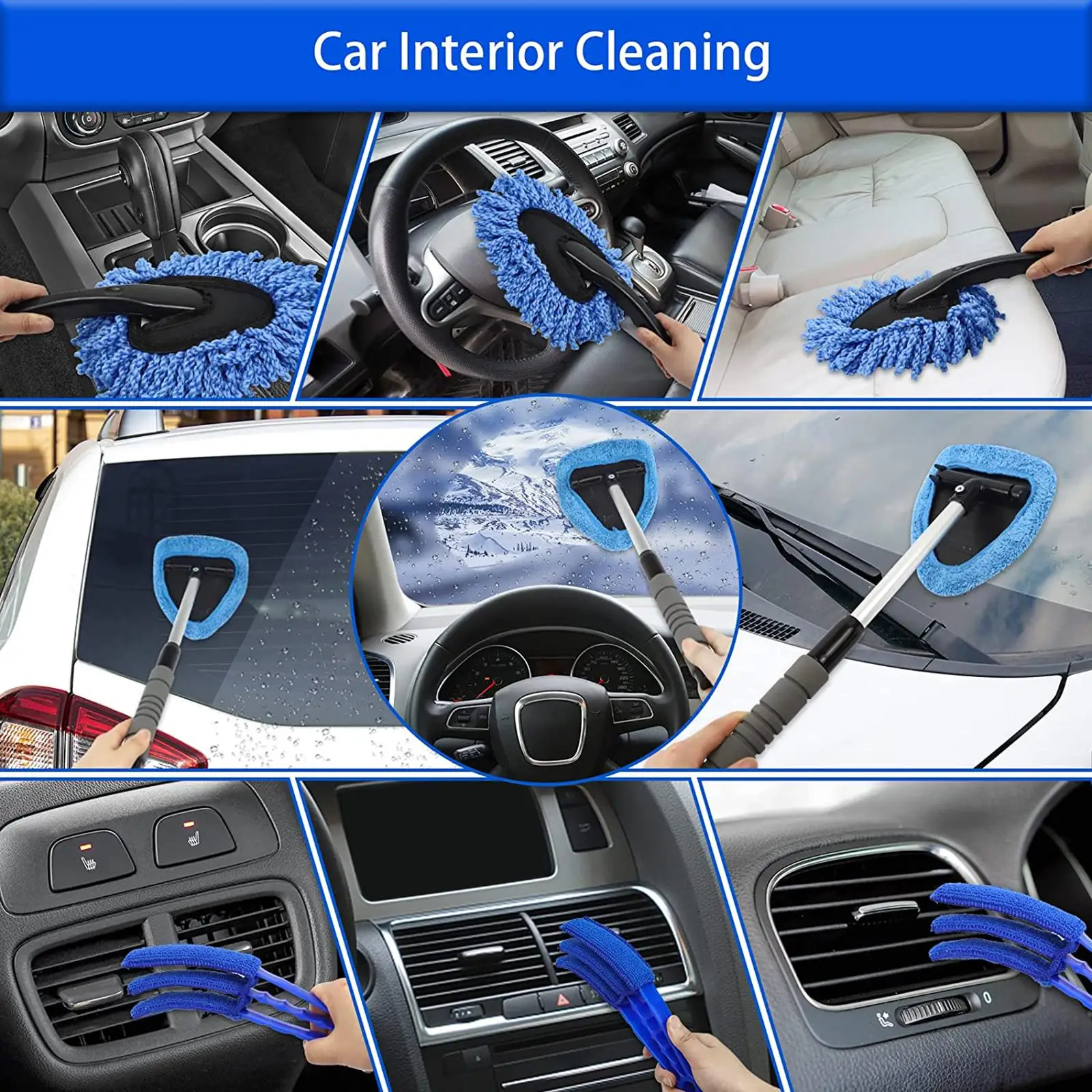 

16 Pieces Car Windshield Cleaning Detailing Brush Set, Lightweight Durable