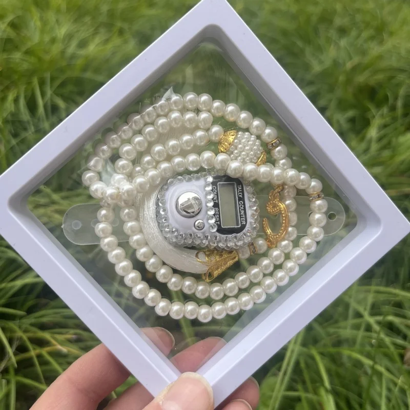 2025 nuevo conjunto de pulsera de cuentas de oración contador Digital de dedo con caja Rosario de oración Tasbih Islamique para regalo de boda Eid