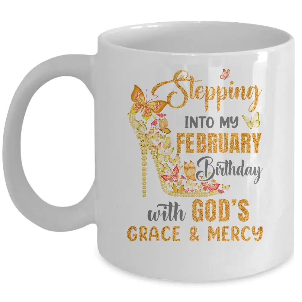 Stepping Into My Birthday with God‘s Grace Coffee Mug Text Ceramic Cups Creative Cup Cute Mugs Personalized Gifts Birthday