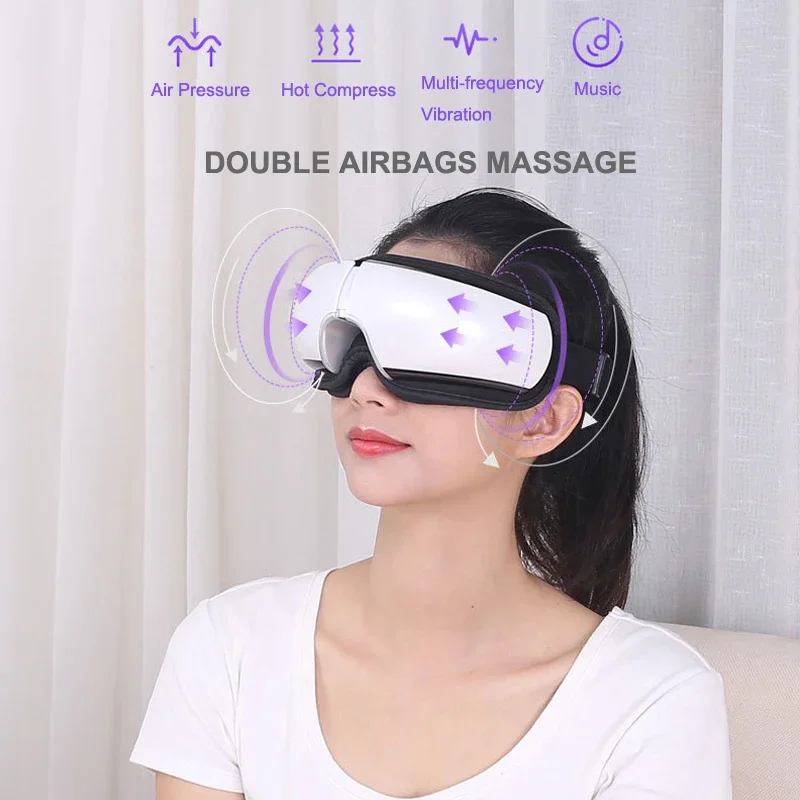 

Electric Eye Massager Hot Compress Air Pressure Vibration Eye Care Massager Smart Bluetooth Eye Protector Relieve Eyes Fatigue