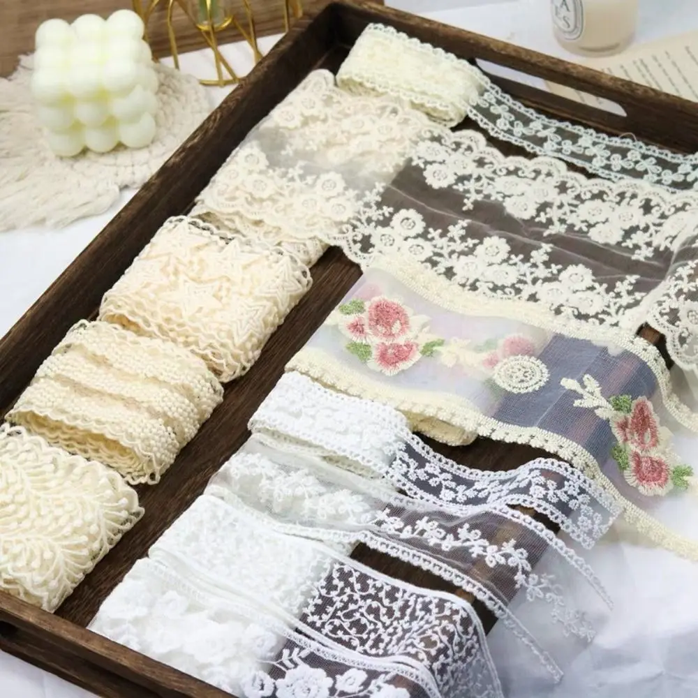 5 Yards Pure Cotton Sewing Trim White Flowers DIY Craft Accessory Fringe Trimming Ribbon Multi-size Decor Ribbon
