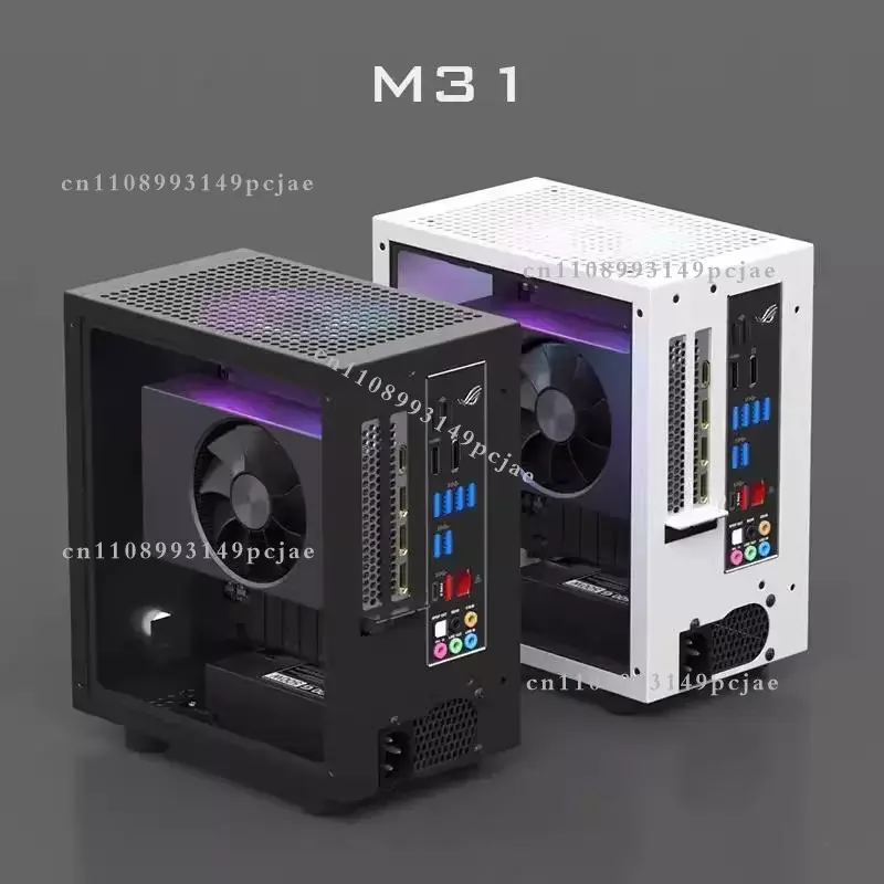 GEEEK M21 / M31 Mini ITX Computer Case, Supports 120mm AIO Liquid Cooler, Low-Profile GPU and 1U Flex ATX PSU, Compact Small