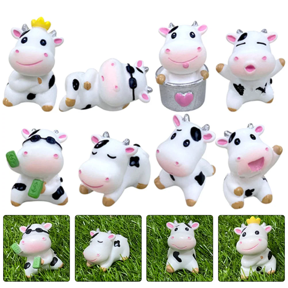 

Ornaments Resin Cow Crafts Cartoon Statues Tiny Mini Garden Micro Landscape Cows Figurines Decor Adorable Toys Decors Dairy