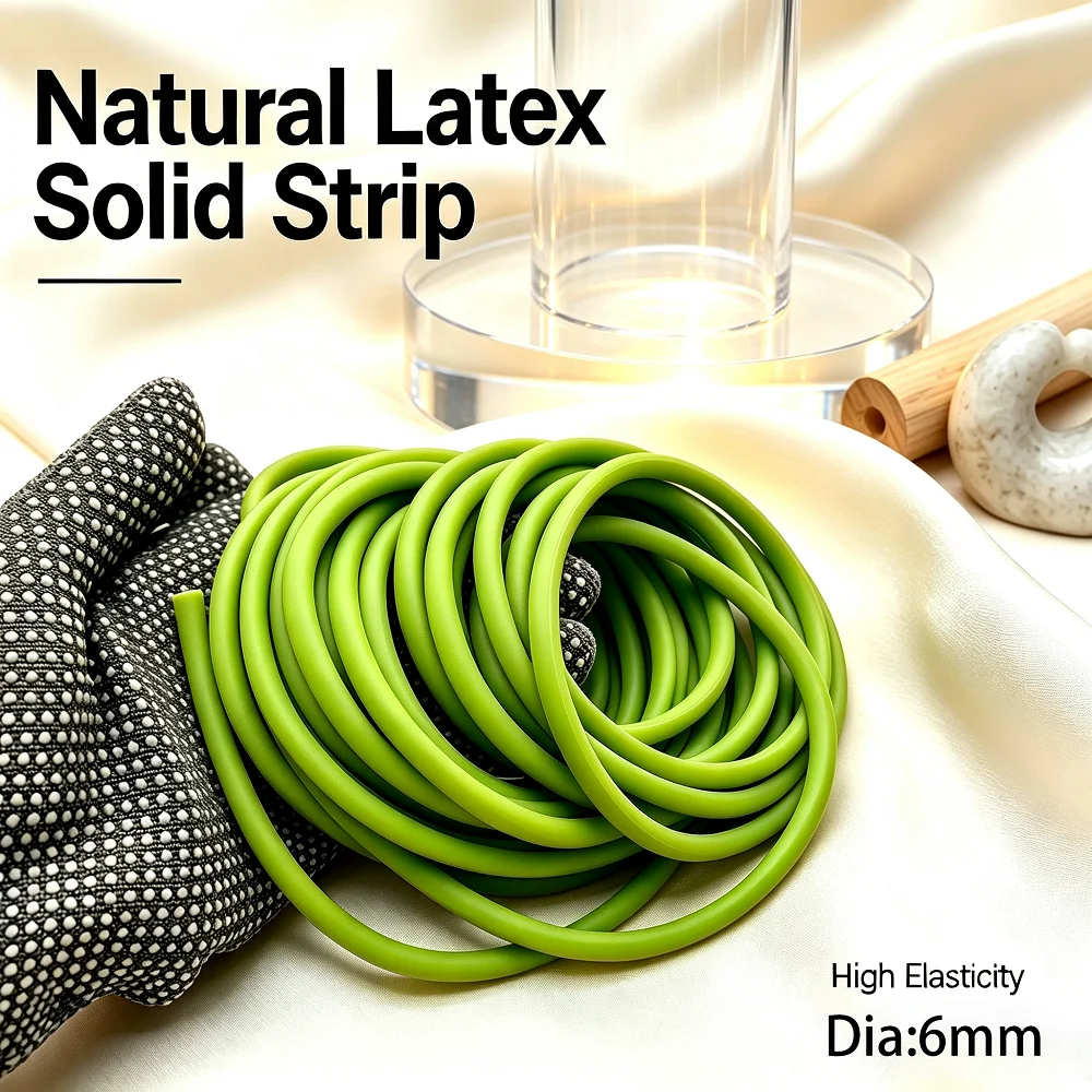 Green Natural Latex Rubber Strips Dia 6mm High Elastic Shock  Absorption Sealant Strip &Fitness &DIY Catapult Tension Rope