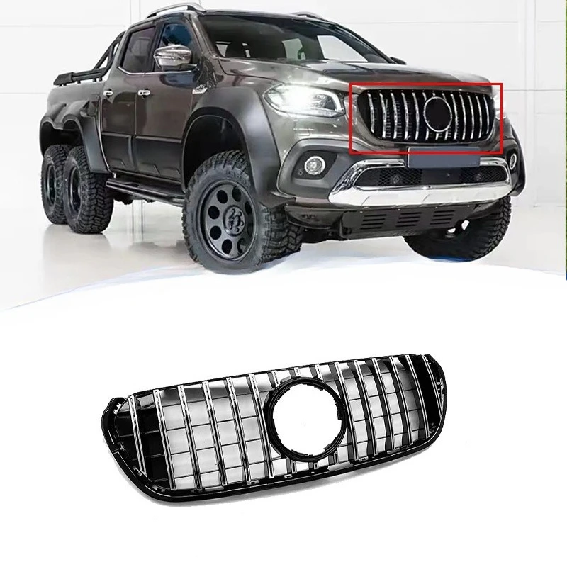

For Mercedes Benz X-Class X470 Pickup Truck GT Style Front Grille Gloss Black Mesh Grill Cover Replacement Easy Installation New