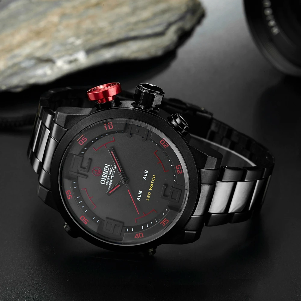 Quartz Watches for Men Luxury Brand Fashion Waterproof Military Digital Watch Black Big Dial Tactical Dual Time Wristwatch Clock