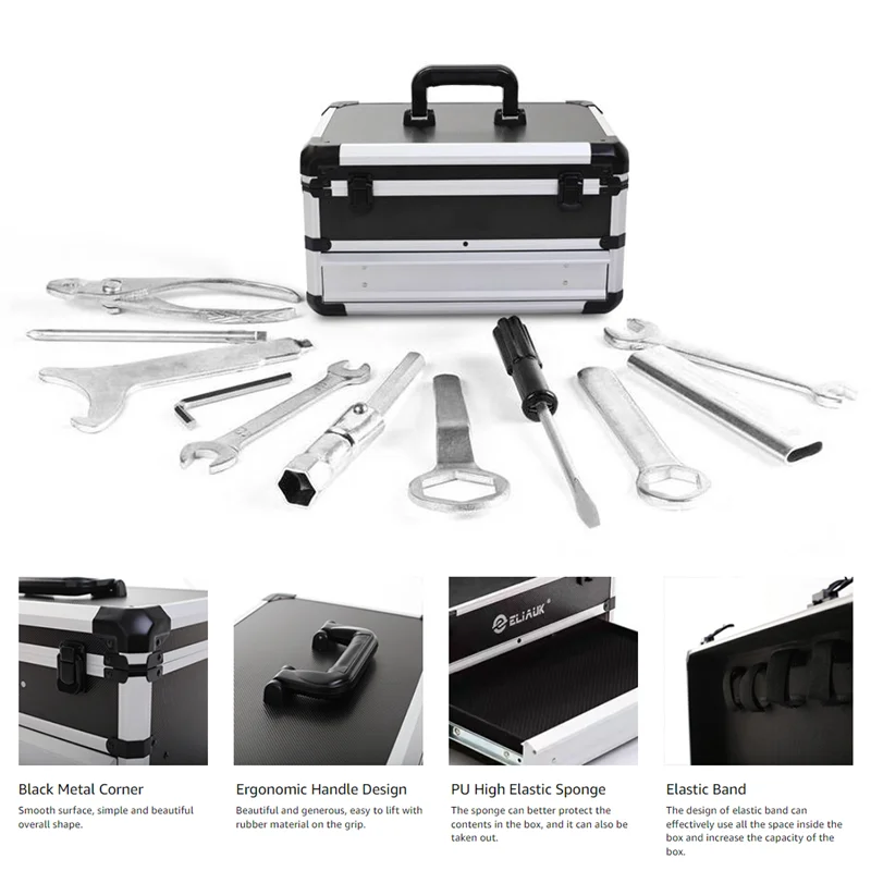 Aluminum Tool Box Suitcase Drawer Tool Box Portable Hardware Toolbox for Mechanics Instrument Storage Case Electric Suitcase