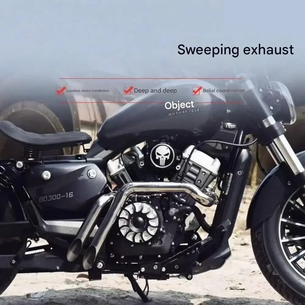 【Supreme quality】BENDA CHINCHILLA 300 Retro Modified Exhaust System with Dual Outlets and Dual Straight Pipes