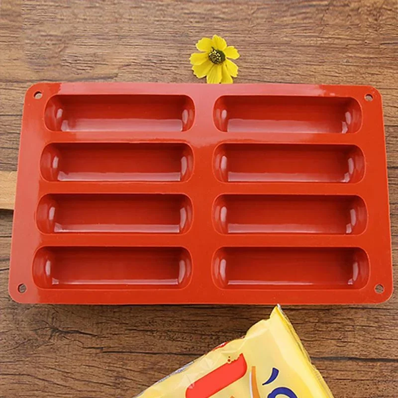 Long Strip Finger Biscuit Silicone Mold 8 Holes Oven Cake Mould Bakeware Fingers Puff Ice Cube Tray  Moulds