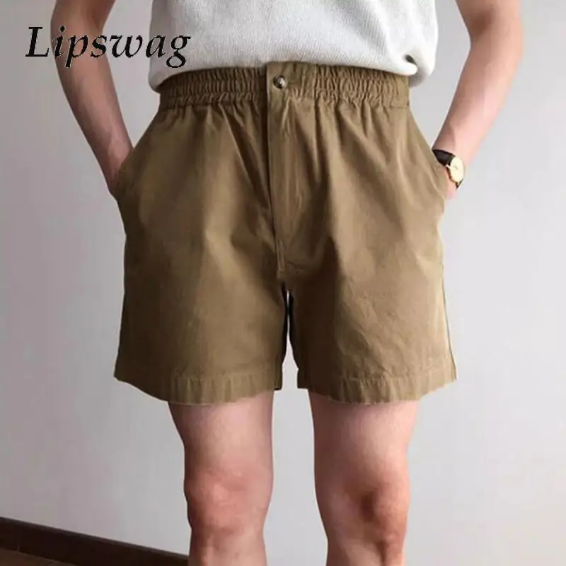 

Модные однотонные прямые шорты с эластичной резинкой на талии, мужские летние дышащие короткие брюки для отдыха, новые повседневные мужские тонкие шорты для улицы