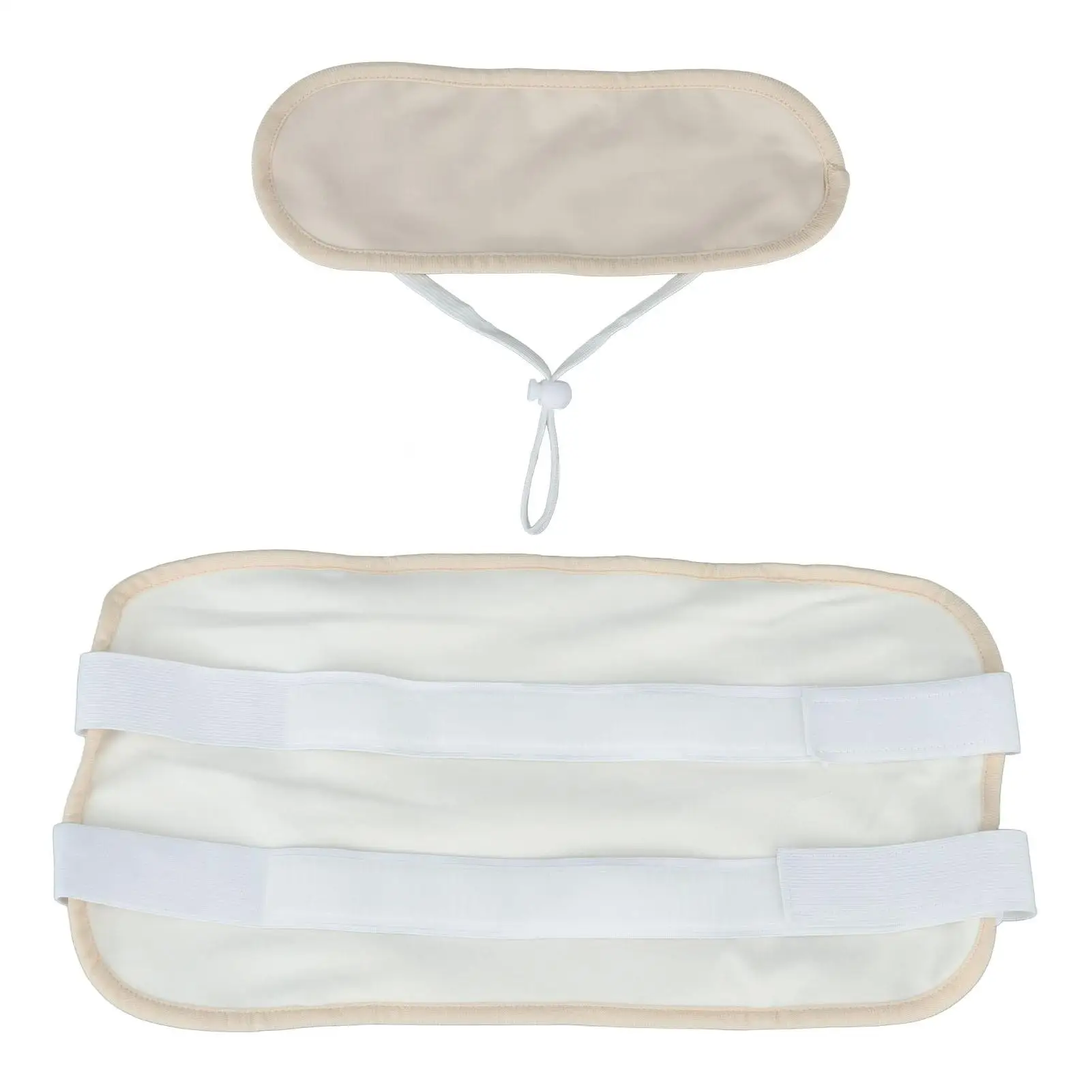 Pack d'huile de ricin beige, compresse cervicale ergonomique ronde, design à double couche, imperméable avec crochet et pour les instituts de sommeil