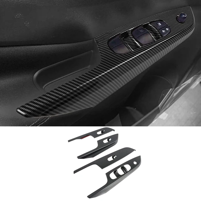 

For Nissan Navara NP300 2017 2018 2019 Car Carbon Fibre ABS Window Glass Lift Switch Button Panel Cover Trim Sticker Accessories