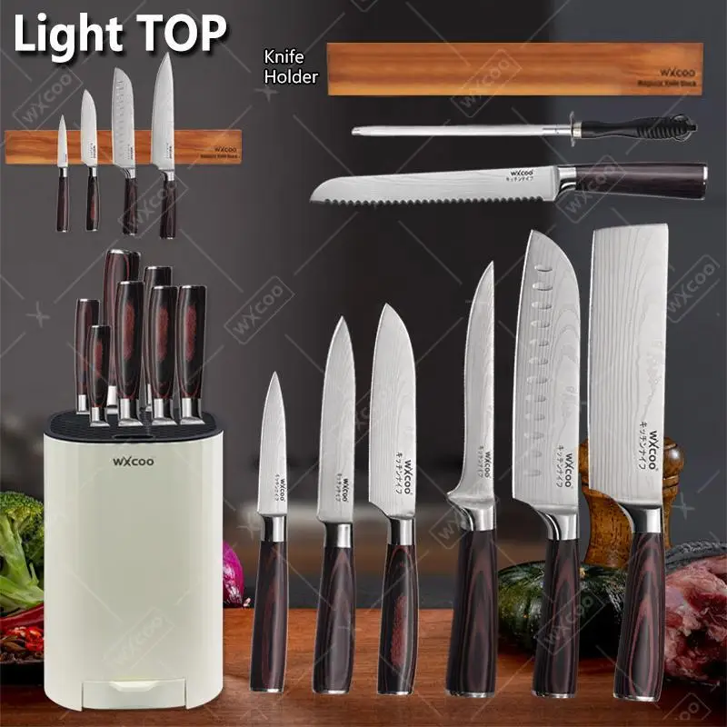 

Professional Kitchen Knives Stainless Steel Damascus Laser Chef's Knife Bone Cutter Bread Fruit Melon Knife for Cooking Tools
