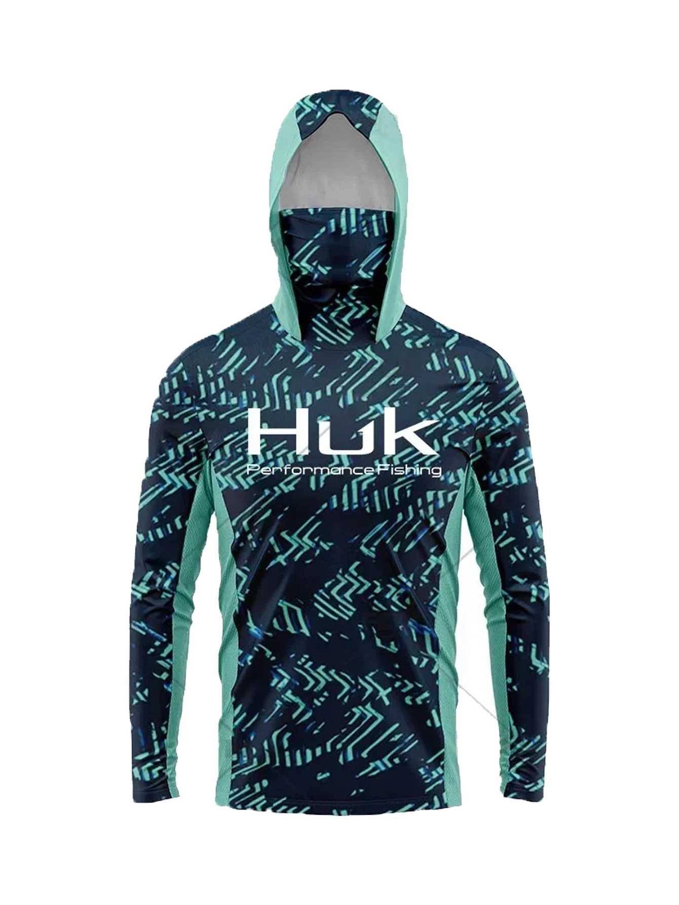 Long Sleeve Fishing Shirts Men Sun Protection Hoodie Mask All-in-one Fishing Clothing Hunting Camping Angling T-shirt Upf view 3
