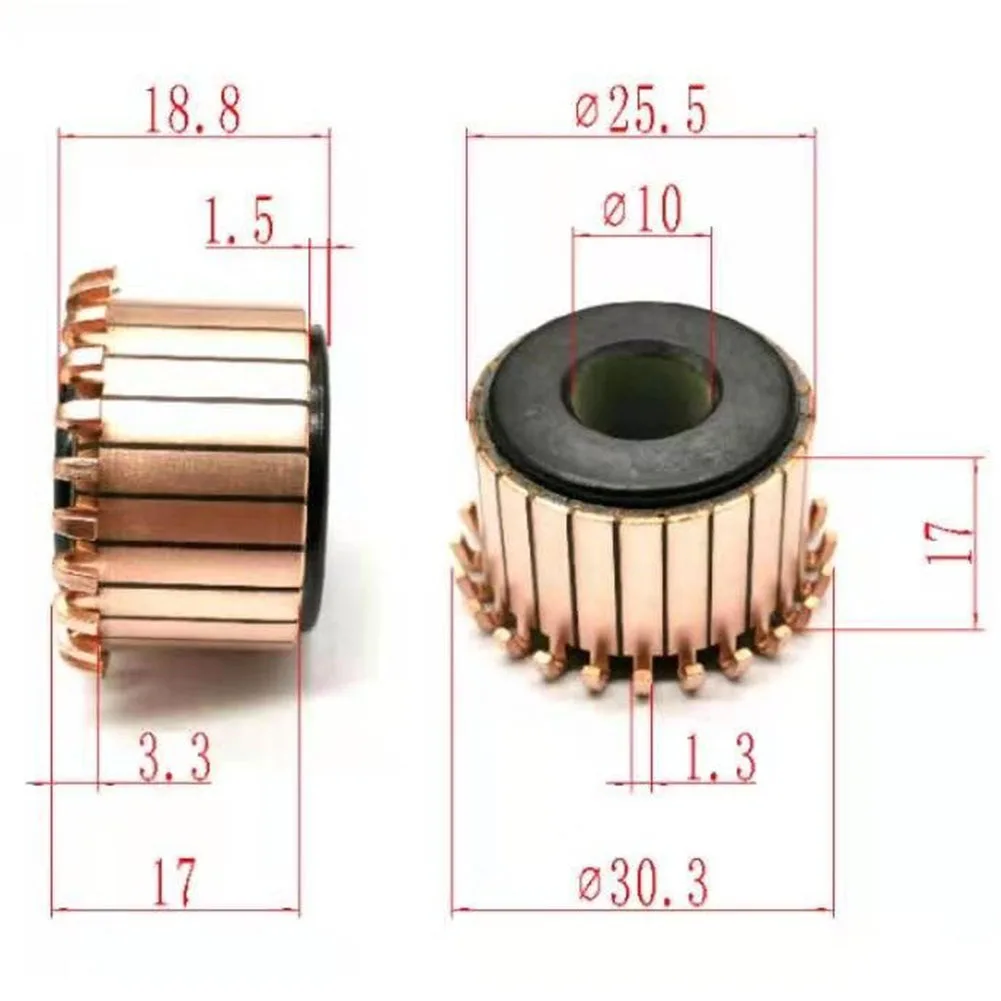 24P Commutator 25.5 X 10 X 17(18.8) Mm DHY-3153-24 Copper Hook Type Electrical Motor Commutator For DC Motors Power Tools