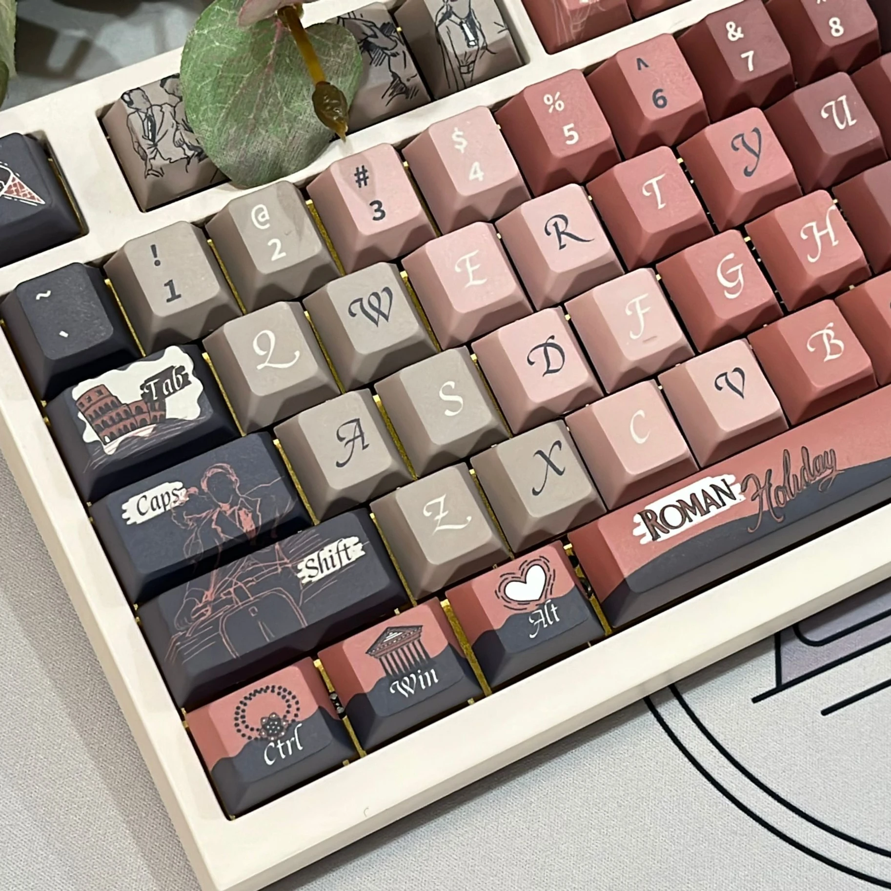 

Roman holiday gradual change color original key cap original 142 key PBT custom key cap full five-sided sublimation process