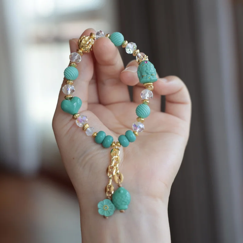 

Нишевый дизайн, новый стиль, бирюзовый - магнитный культурный браслет в форме сердца