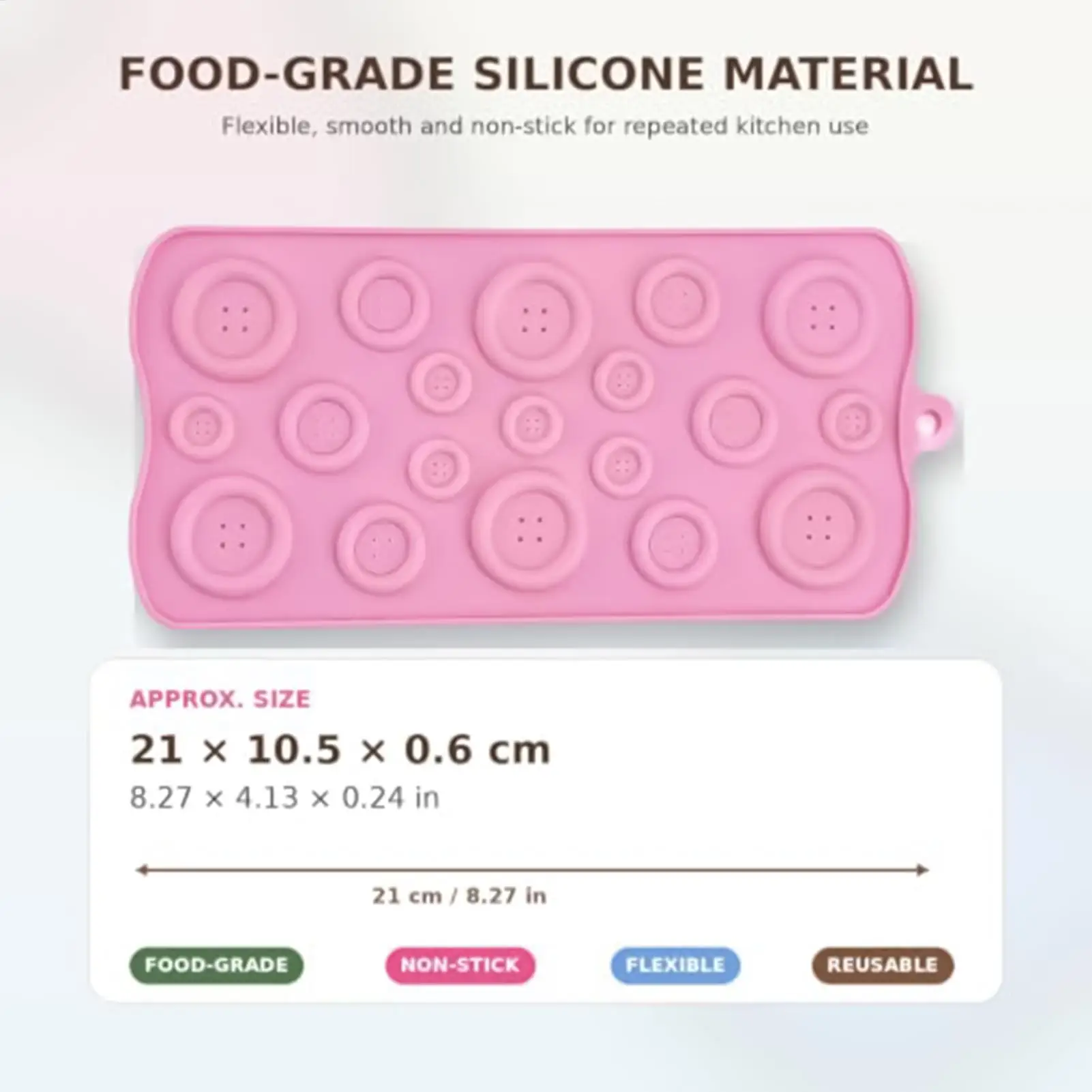 19 Cavity Button Chocolate Mold, Food Grade Silicone Mould for DIY Candy Gummy, Christmas Halloween Birthday Party