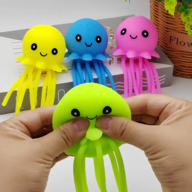 Children's Sensory Floating Water Squeeze Bath Octopus Stress Relief Toy, Suitable For Summer Swimming Pool And Bath Play