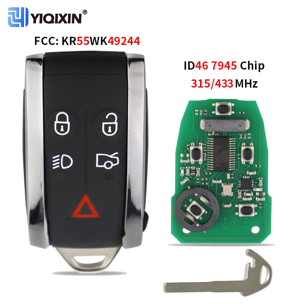 

YIQIXIN 315Mhz 433Mhz Car Key For Jaguar XF XK XFR XKR 2009 2010 2011 2012 2013 Remote ID46 Chip PCF7945 Keyless Go KR55WK49244