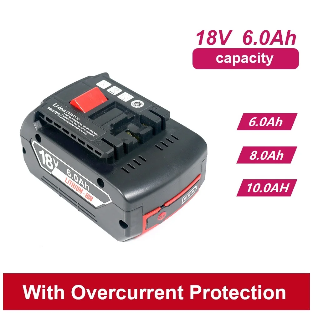 

100%Original18V 10ah Rechargeable Lithium Ion Battery for Bosch 18V 6.0A Backup Battery Portable Replacement BAT609