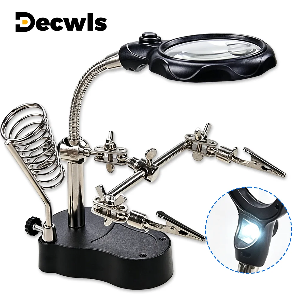 3.5X 12X Auxiliary Clamp Soldering Iron, Soldering Lab Tool, Welding Auxiliary Clip Magnifier, for Electric Soldering Iron Weld