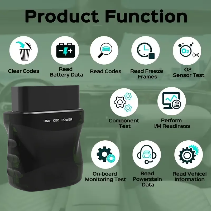 ELM327 V1.5 OBD2 Scanner OBDII Diagnostic Tool Bluetooth 4.0 Automatic Scan Check Engine Light OBDII Reader for IOS Android PC