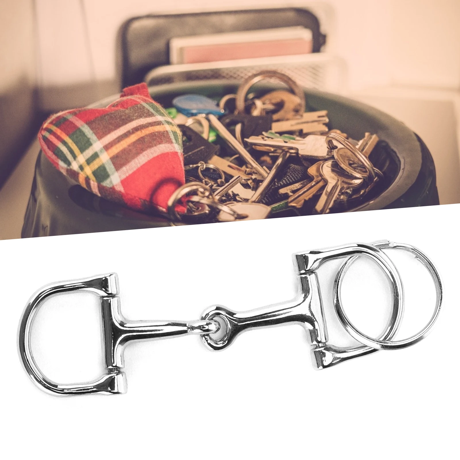 D-Shaped Key  D‑Shaped Snaffle Keychain  Silver D‑ Zine‑Alloy Horse Snaffle Bits Key  Snaffle Keychain