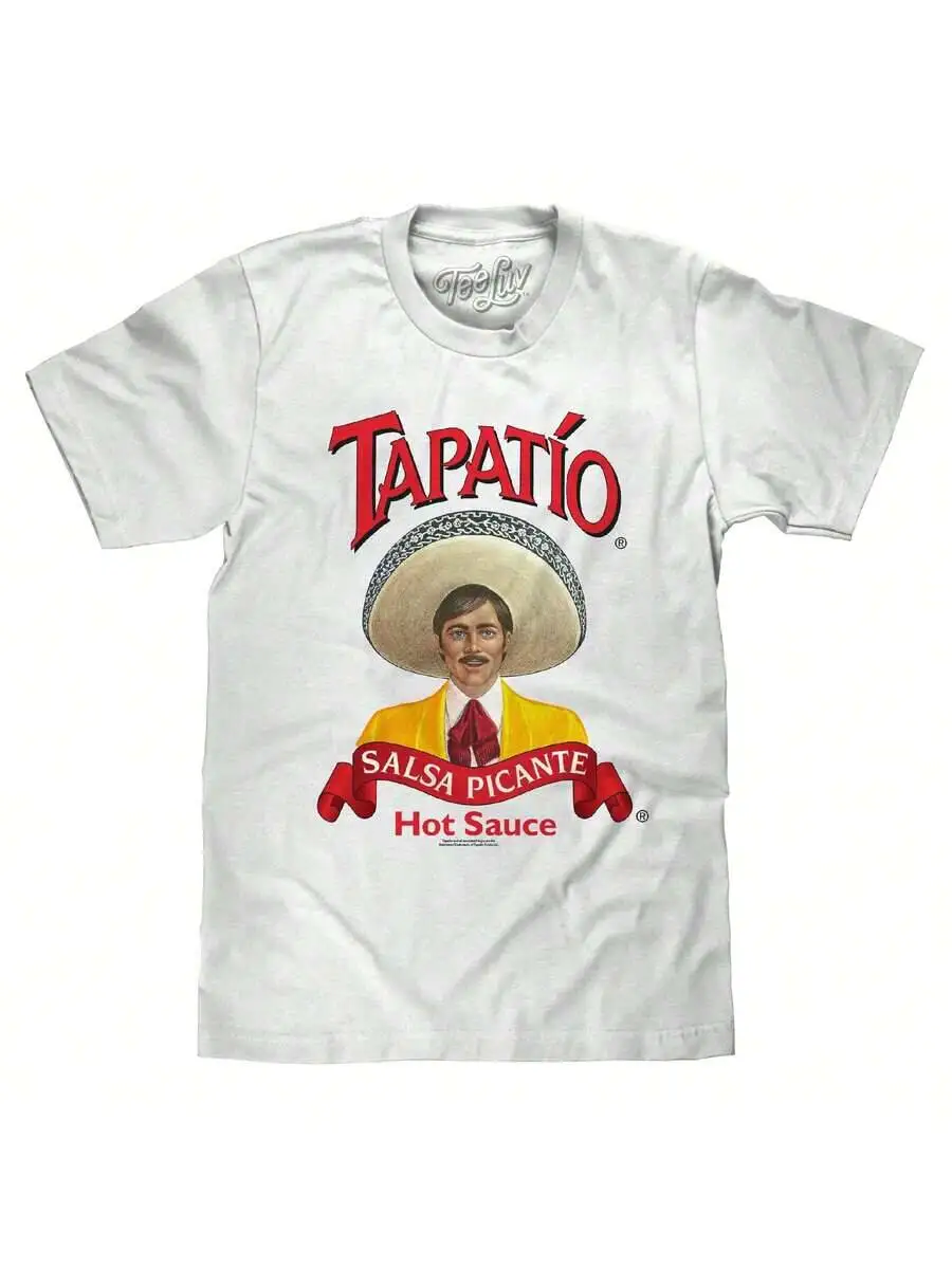 Tapatio Salsa Picante Logo T-Shirt - White 100% Cotton Trendy Y2K Short-Sleeve Tee-Soft, Quick-Drying, Moisture-Wicking; Ideal