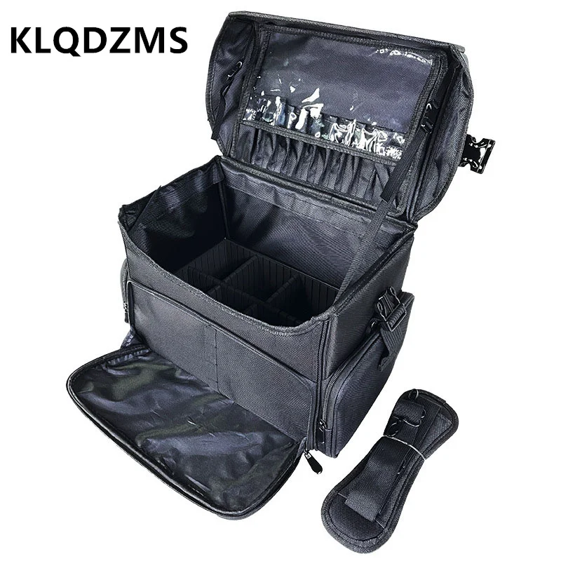 KLQDZMS Oxford Cloth Cosmetic Case Women's Large-capacity Beauty Manicure Toolbox 2-in-1 Cosmetic Bag with Wheels Luggage
