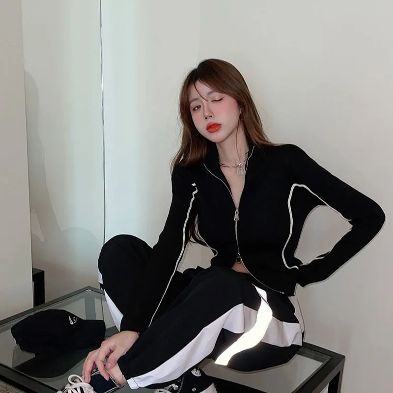 Korean Style Color Block Knitted Short Coat Women's Design Pure Desire Spicy Short Sleeve Long Shirt Base Layer Open Cardigan
