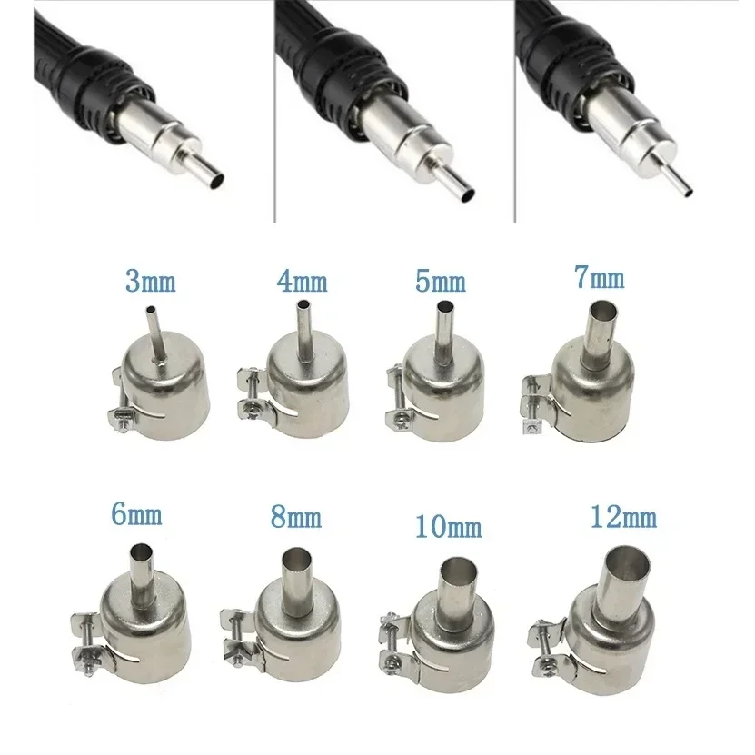 1 buah nosel solder udara Universal nozel bulat untuk 850 852D 898 stasiun solder nozel Las udara panas