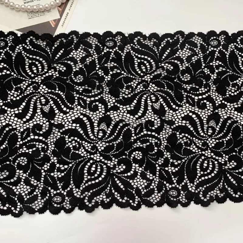 (1 yards/roll) Lace fabric 2024 high quality black delicate stretch accessories garment skirt cut-out decorative mesh DIY