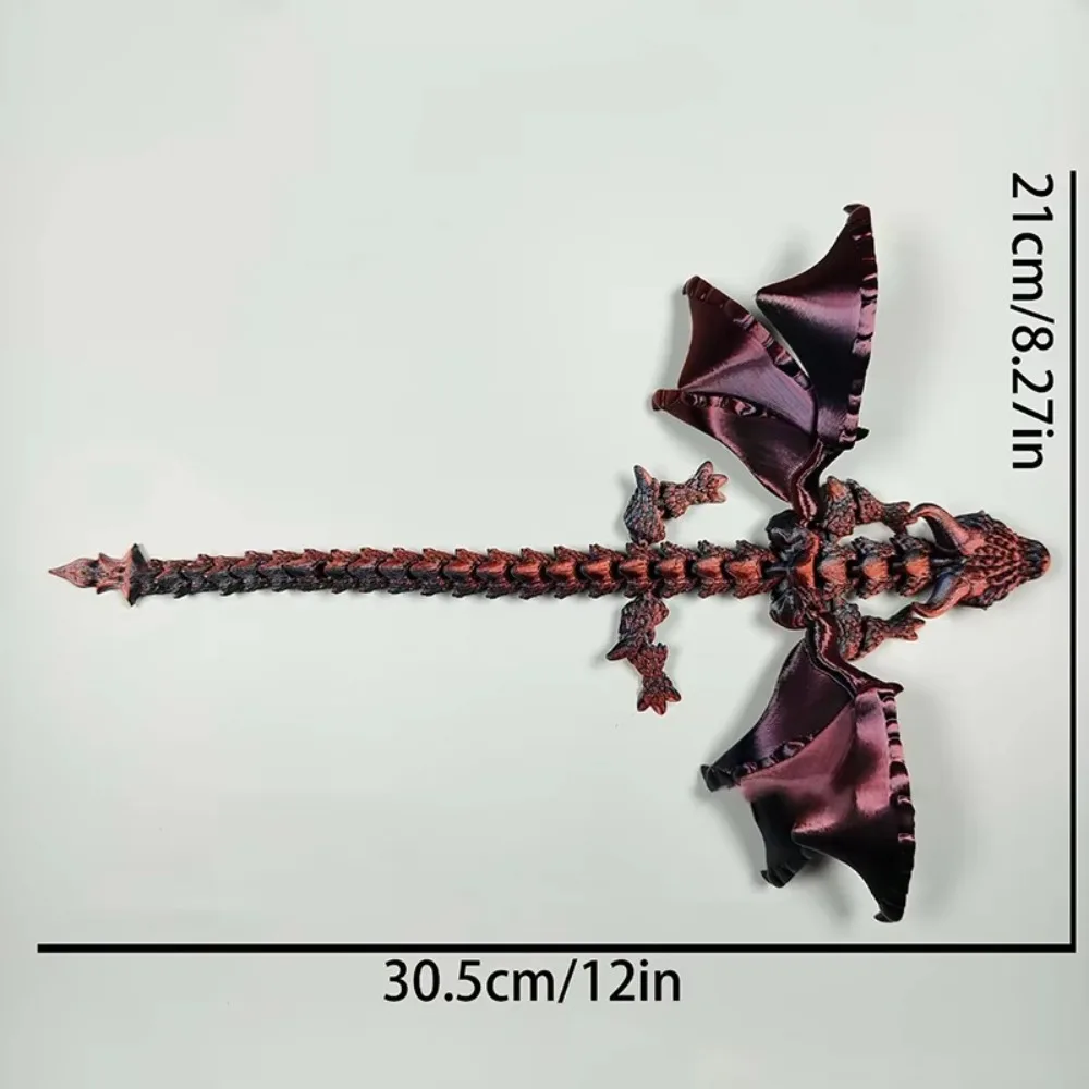 3D Printed 3D Printed Dragon Figurine Winged Design Multi-Jointed Movable Dragon Winged Carriage Dragon Collectible Item