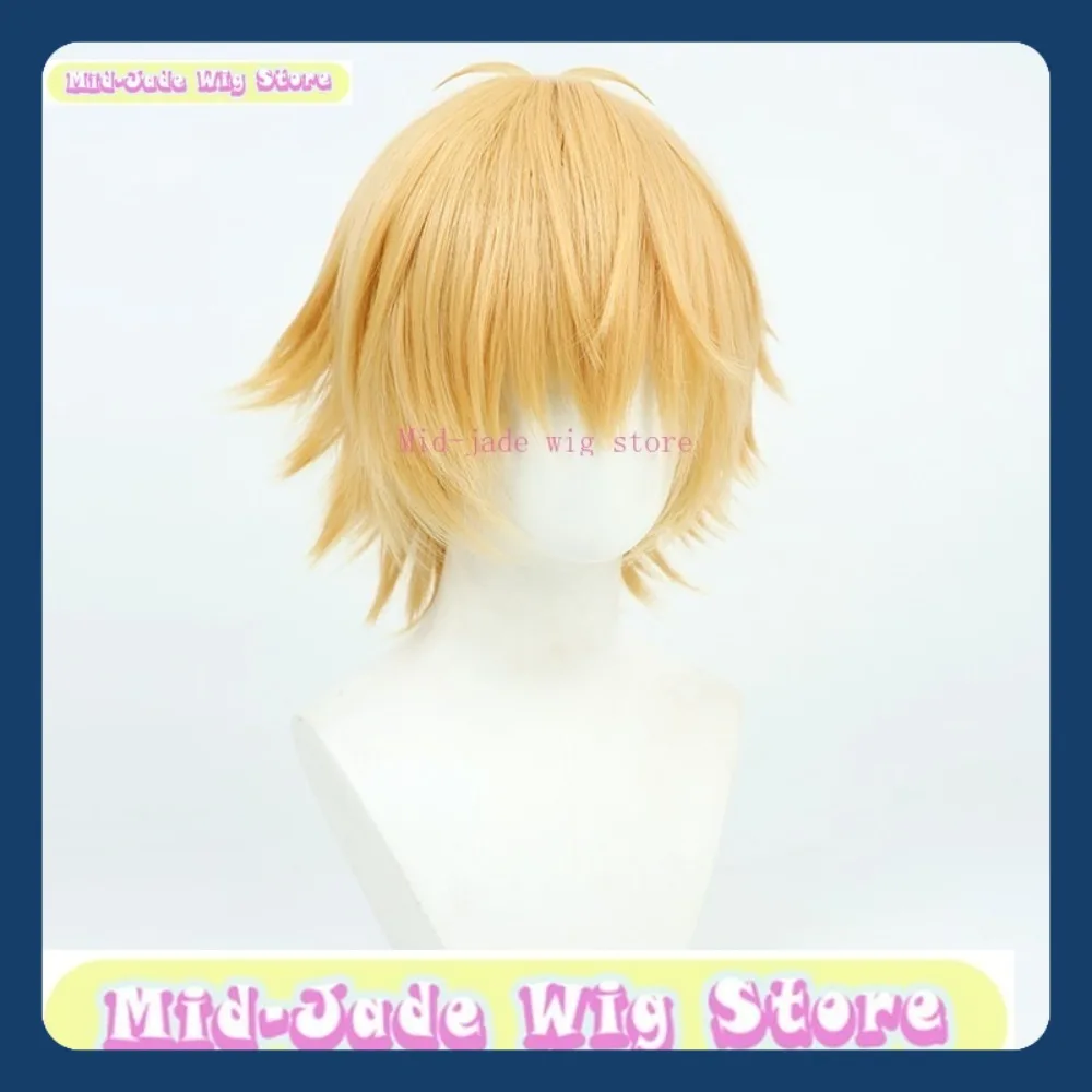 Peluca de jade medio para hombre, motosierra Denji, peluca de Cosplay, juego de Anime, accesorios de disfraz para fiesta de Halloween, pelo sintético