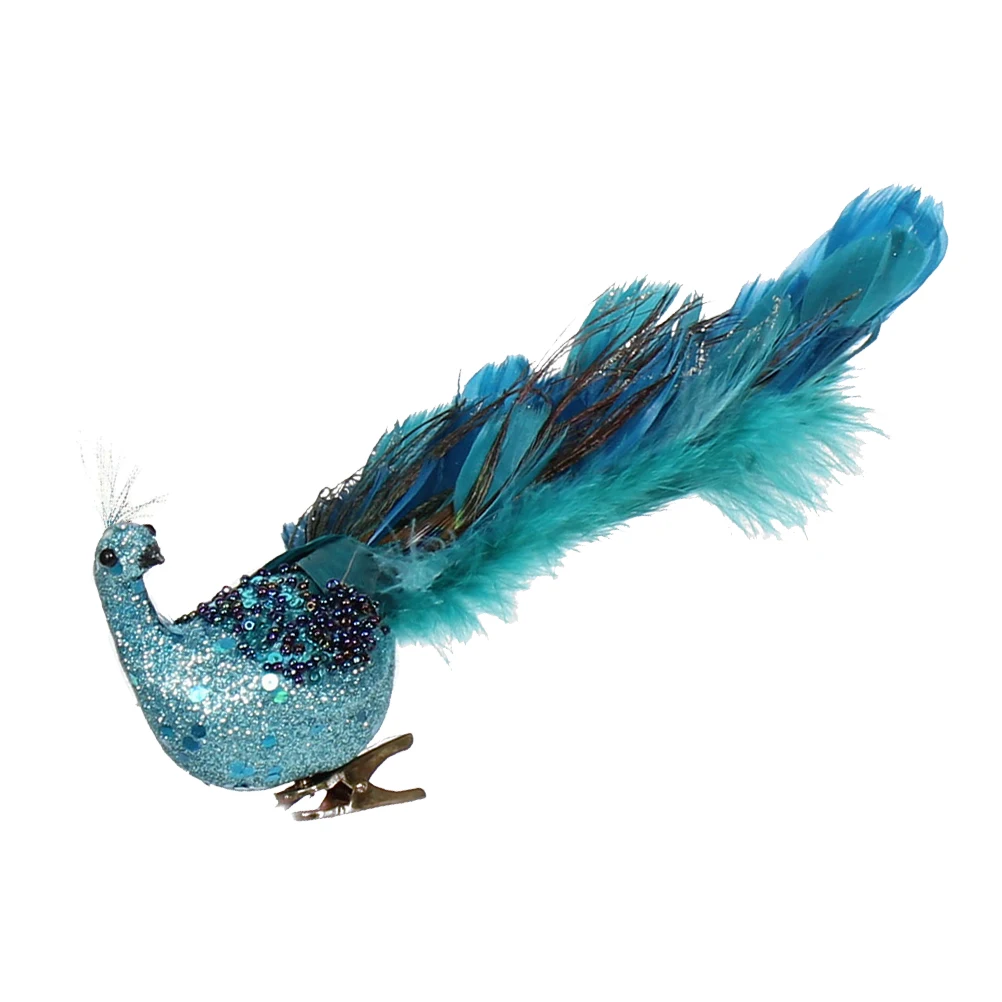 

Christmas Decoration Simulated Peacock nament Blue Craft Bell Xmas Tree Topper Home Gardening Decorations