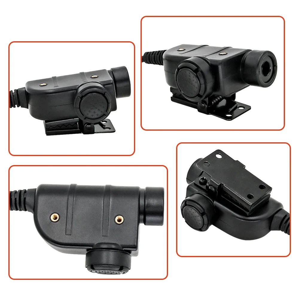 Tactical Headset Adapter 6-Pin Black Head SILYNX PTT Compatible with COMTAC SORDIN Headset for AN/PRC 152 148 Walkie Talkie Dumm